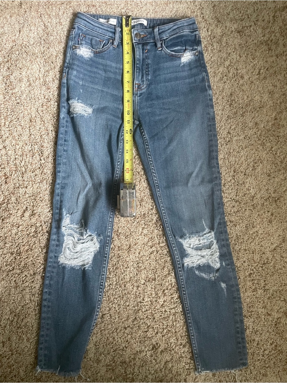 Vigoss Distressed Skinny Jeans - Medium Blue
